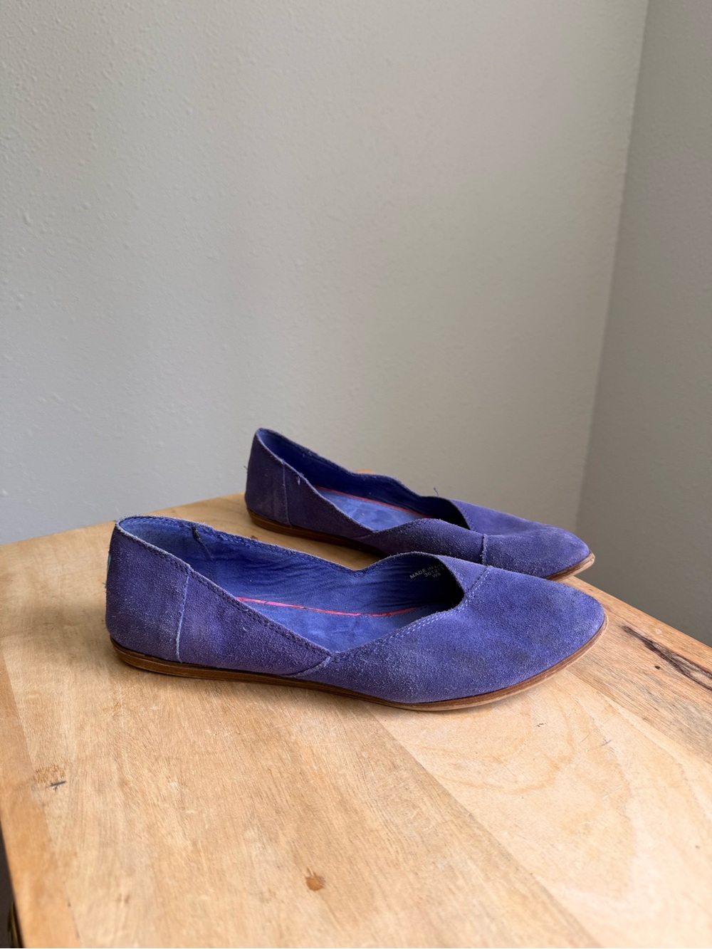 Tom’s jutti purple suede leather ballet flats slip on shoes Womens 9 - Picture 6 of 8